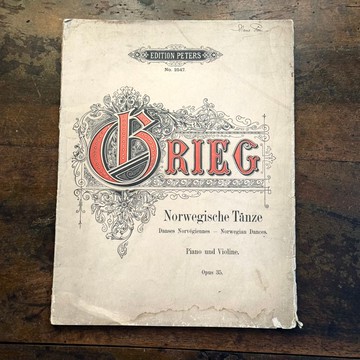 51246-德國19世紀末Grieg葛利格 挪威舞曲鋼琴與小提琴樂譜