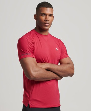 Superdry Men's Men's Sport Run Short Sleeved T-Shirt Red / Carmine Red - Size: XS