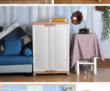 收納櫃時尚白啡雙開門大衣櫃衣櫥歐式簡易塑料儲物櫃多功能實用鞋櫃DF  都市時尚