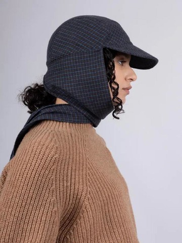 Cotton Flannel Plaid Scarf Cap (MB3D113012)