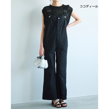 【ココディール】黑色純棉連身吊帶褲 O4T15383
