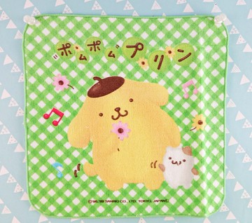 【震撼精品百貨】Pom Pom Purin 布丁狗 手帕 線斜格 震撼日式精品百貨