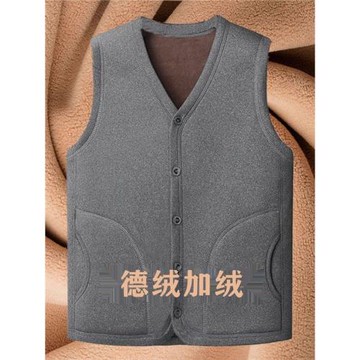 秋冬季中老年男加絨加厚保暖馬甲外套老人坎肩爸爸裝保暖爺爺背心