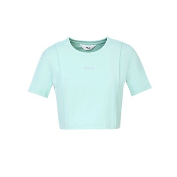 FILA 女短袖內襯式短版上衣-淺綠 5TEZ-5315-LN