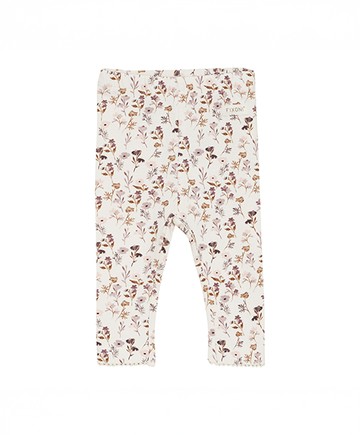 花朵米色天絲莫代爾貼腿長褲86cm