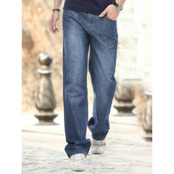 飛諾春夏季薄款牛仔褲男寬松直筒男裝休閑水洗大碼男士長褲子中年