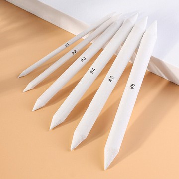 素描紙雙頭擦筆 6入裝 紙擦筆 新聞紙 美術 繪畫 實心 塗抹 修正 暈染 揉擦筆 畫筆【BlueCat】【JC4770】