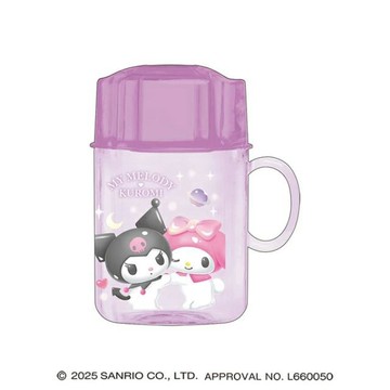 小禮堂 Sanrio 三麗鷗 美樂蒂 酷洛米 牙刷杯組 (粉紫貼臉款)