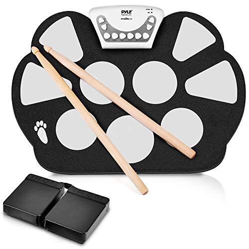 Pyle Electronic Roll Up MIDI Drum Kit W Electric Pads Foot Pedals