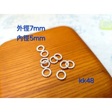 S925銀 圓圈隔珠花紋雕刻 銀飾配飾雕刻精細銀飾品KK48