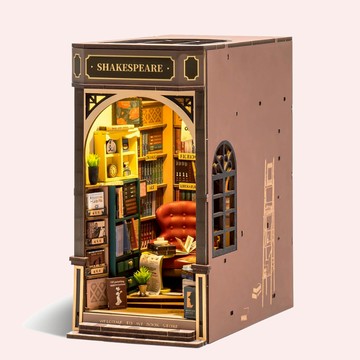 Robotime若態拾光書店 若來書立diy手工小屋聖誕禮3d立體拼圖拼裝木質模型 生日禮物 新年禮物