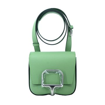 Hermes愛馬仕Della Cavalleria mini bag Epsom W刻斜背包(3I酪梨綠/銀釦)