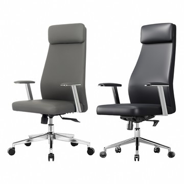 【IDEA】摩納德式皮革護脊人體工學辦公椅/電腦椅(會議椅 高背椅 主管椅)灰色