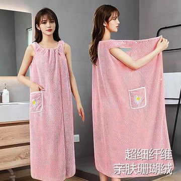 批發珊瑚絨浴裙美容院家用不掉毛不掉色可穿戴浴衣公主可外穿長款