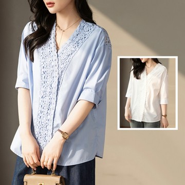 ＊ORead＊蕾絲鏤空V領月光芭蕾上衣(2色S~4XL)