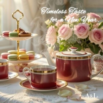 英國A&L 骨瓷咖啡午茶杯壺禮盒組(1壺4杯4盤)