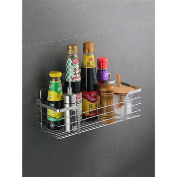 置物架304不銹鋼加厚免釘鋼線籃衛生間沐浴用品廚房調味瓶收納架