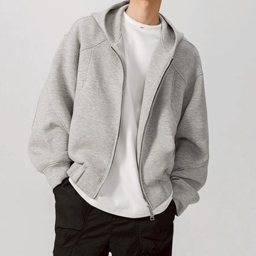 【AMERO】男裝 女裝 長袖連帽外套 雙拉鏈 短寬版型