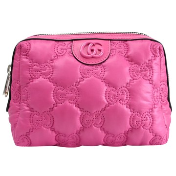 GUCCI 726047 GG LOGO緹花拉鍊萬用包/化妝包.桃粉
