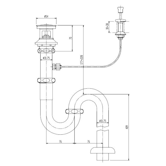 LF-97SA】 INAX・LIXIL 洗面器・手洗器用セット金具 プッシュワンウェイ式排水金具 （呼び径32mm） 床排水Sトラップ  栓は着脱式（ヘアキャッチャー付） 通販 LINEポイント最大0.5%GET LINEショッピング