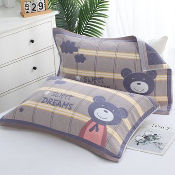 枕巾大號全純棉紗布枕頭巾成人家用男生耐臟學生格子卡通加厚情侶