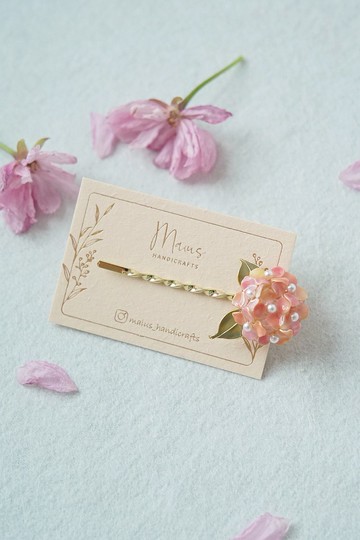 繡球花 • 一字夾 - 小髮夾手工樹脂髮夾飾品禮物