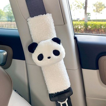 時尚百搭🎈 汽车安全带护肩套加长毛绒可爱卡通熊猫安全绳保护套防磨防勒脖女 安全带护肩