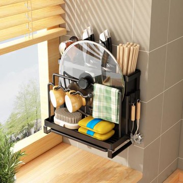 壁掛免打孔一體筷子筒廚房刀架