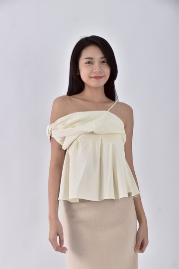 (S) 質感交叉無袖白色上衣