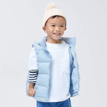 【ERSS】童裝 羽絨背心 羽絨 背心 保暖背心 羽毛 小天使 暖暖  淡藍【K10177】