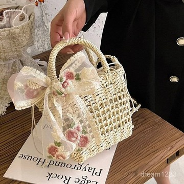 日韓大容量包包🌟 鏤空草編包包女春夏新潮海邊度假沙灘斜跨小包藤編織文藝手提 託特包 包包