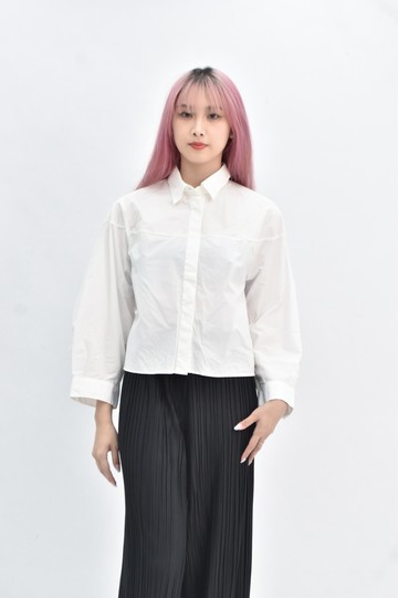 (S) uniqlo 棉質長袖純棉白色襯衫上衣