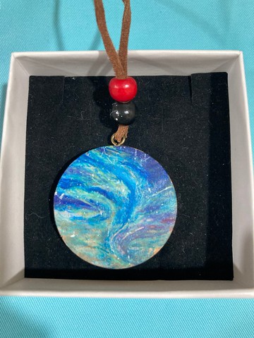 星球系列-手繪木製水星項鍊