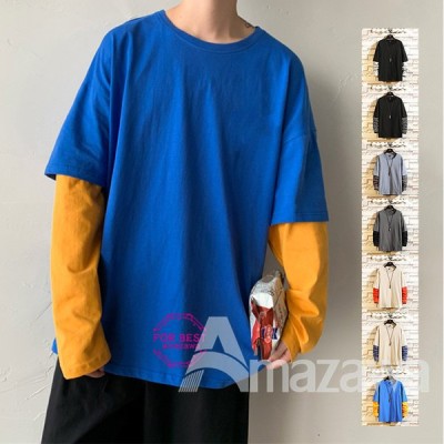 Tシャツ メンズ 重ね着風 ロンt 切り替え ロングtシャツ 長袖tシャツ カジュアル 春服 通販 Lineポイント最大get Lineショッピング