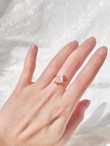 透石膏_戒指_彈性戒圍_簡約_金屬編織飾品_礦石水晶_銅鍍金