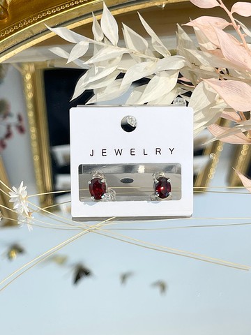 橢圓型天然紅石榴切鑽單針8mmx6mm美容水晶氣色潤紅