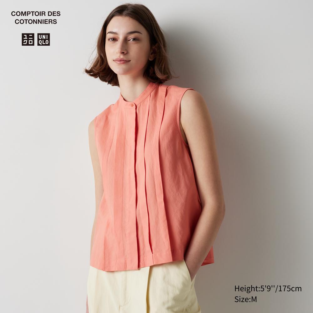 亞麻混紡上衣(無袖)
