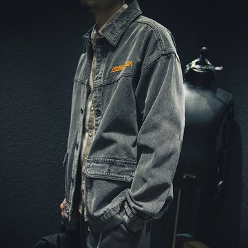 春秋牛仔外套男寬松潮牌復古大碼夾克胖子加肥加大潮流上衣潮春季