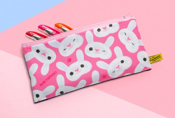 白兔兔網布扁型筆袋