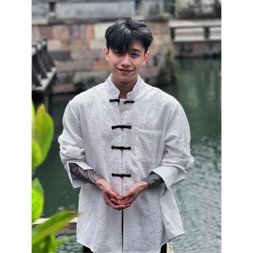 新中式男裝中國風立領花襯衫外套式夏季改良中山漢服民國唐裝男款