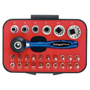 章魚牌 Octopus 迷你棘輪套筒起子頭 27件組 100mm 雙頭設計  1組
