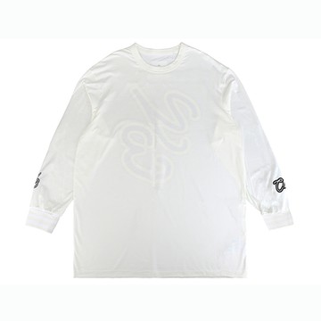 Y-3 GFX草寫壓印字LOGO純棉圓領長袖T恤(男款/白)