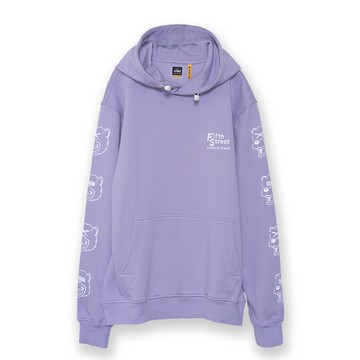 5th STREET｜中性｜可愛圖案連帽長袖T恤｜亮紫