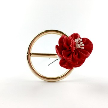 Kaika Ato / 山茶茶-中紅 / 日式和風布花 / つまみ細工 花簪