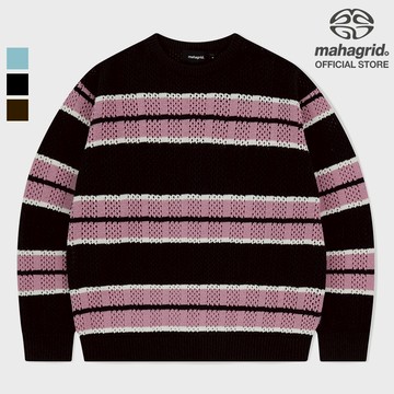 [MAHAGRID] 網眼條紋針織_中性_韓式MESH STRIPE KNIT