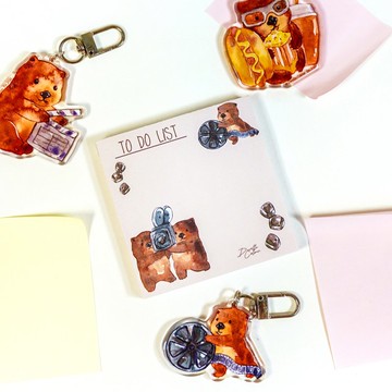 【Wom!袋熊看電影 To Do List】水彩插畫 便條紙 不黏 Memo紙