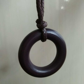 圓圈圈吊墜木質項鏈女復古毛衣鏈長款簡約棉麻配飾百搭森系掛件