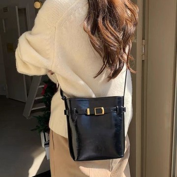 女包 輕奢小眾手提包 水桶包 單肩包 斜挎包 流行女包鄭麗媛同款Loeuvre水桶包韓國小衆秋冬大容量油蠟皮單肩包斜挎包