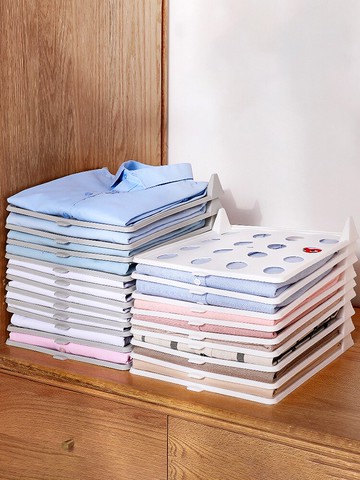 懶人衣服收納神器宿舍家用t恤襯衣短袖褲子折衣板分層隔板疊衣板