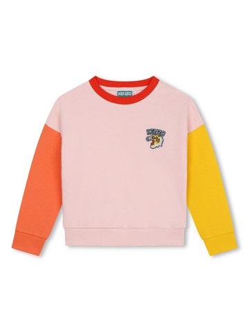 Kenzo Kids - Varsity Tiger-embroidered cotton sweatshirt - kids - Cotton - 5 - Pink